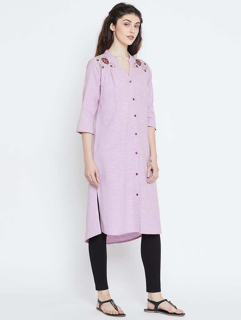 straight embroidered kurta - 15904256 - Zoom Image - 2