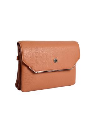 tan leatherette (pu) regular sling bag - 15905385 - Standard Image - 4