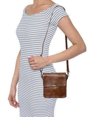 brown leatherette (pu) regular sling bag - 15905410 - Standard Image - 5