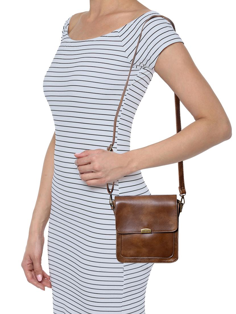brown leatherette (pu) regular sling bag - 15905410 - Zoom Image - 5