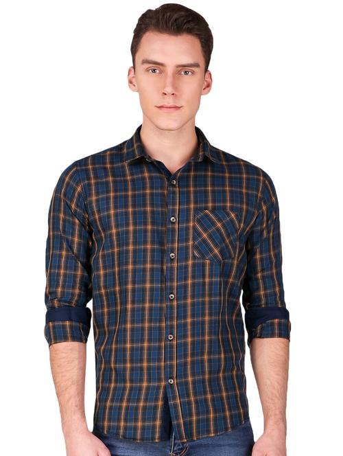 blue checkered casual shirt - 15906638 - Standard Image - 1