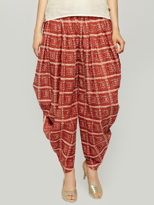 Printed rust red salwar - 15906859 - Standard Image - 1