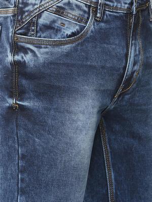 blue cotton blend washed jeans - 15907145 - Standard Image - 4
