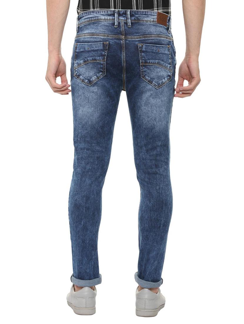blue cotton blend washed jeans - 15907145 - Zoom Image - 2