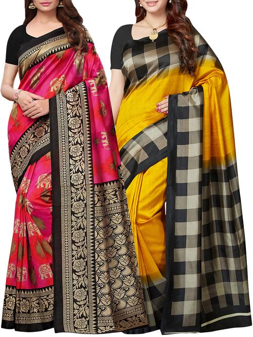 multicolor printed saree combo (set of 2) with blouse - 15907668 - Standard Image - 1