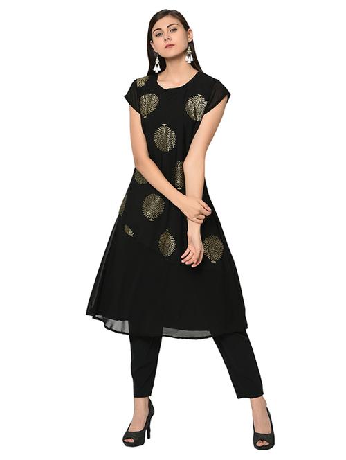 a-line foil print kurta - 15907786 - Standard Image - 1