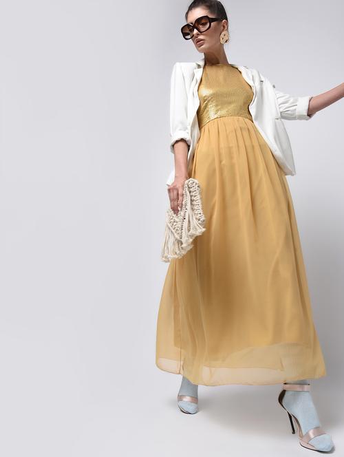 gathered waist sequined maxi dress - 15908195 - Standard Image - 1
