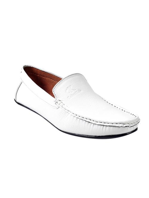 white leatherette slip on loafers - 15908595 - Standard Image - 1