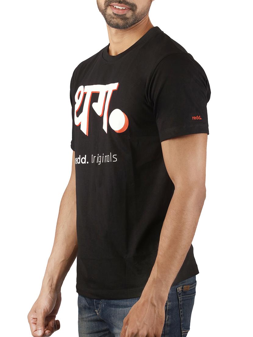 black cotton chest print tshirt - 15908984 - Zoom Image - 2