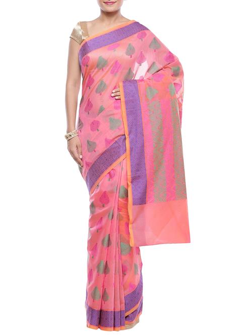 self design banarasi saree with blouse - 15909290 - Standard Image - 1