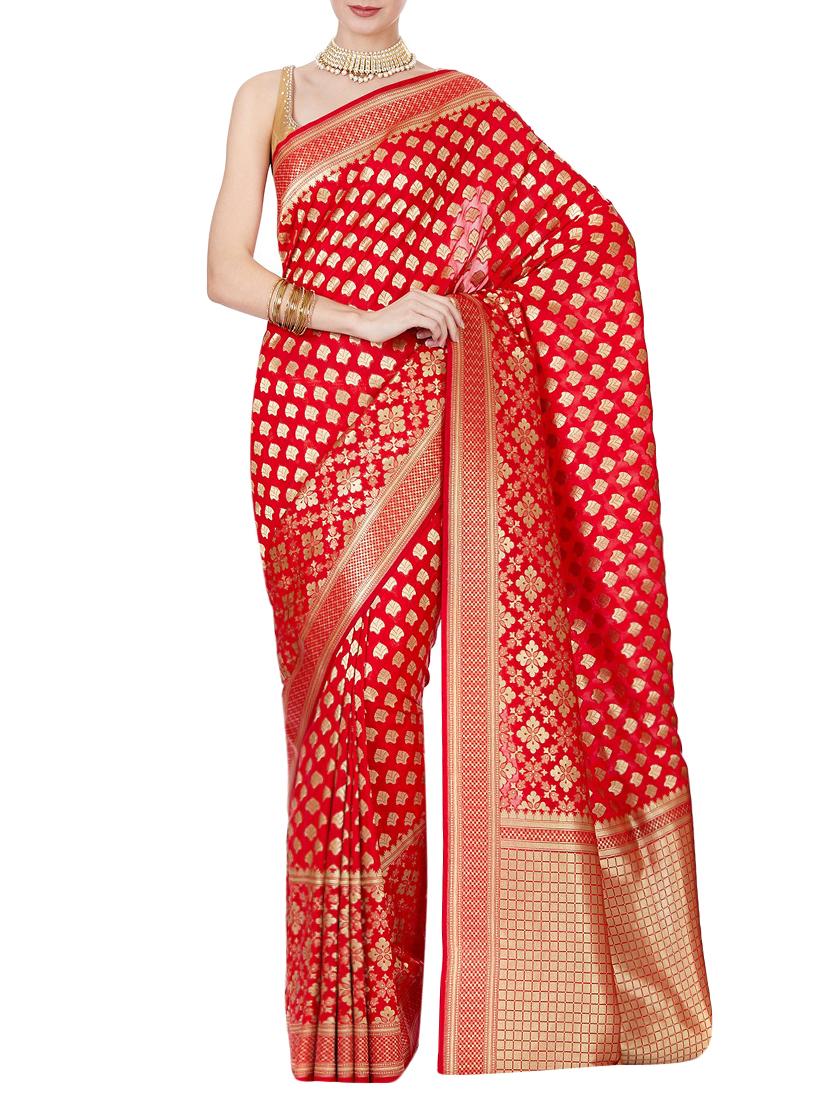 self design banarasi saree with blouse - 15909385 - Zoom Image - 1