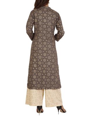 foil printed kurta with palazzo set - 15909688 - Standard Image - 3