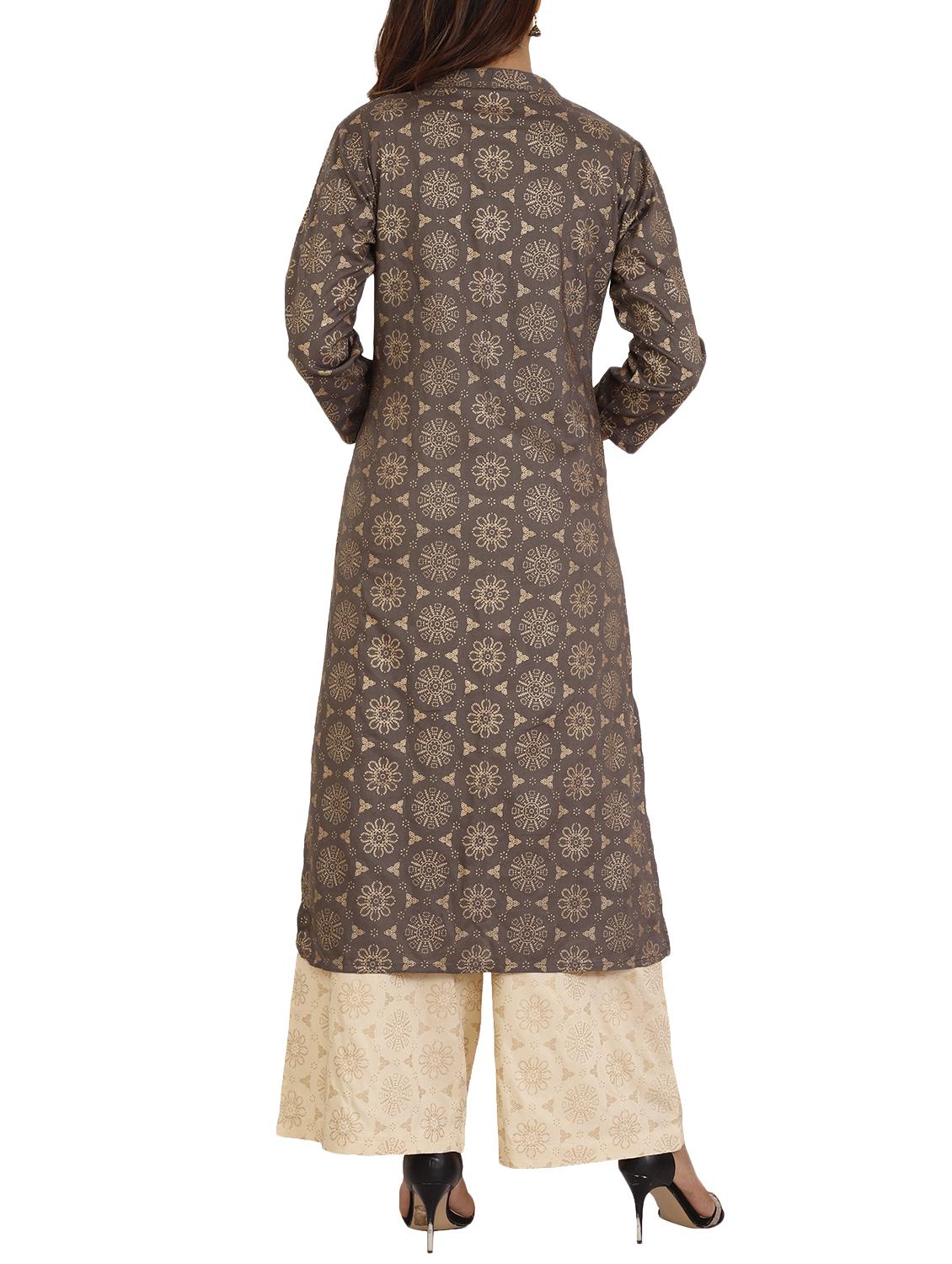 foil printed kurta with palazzo set - 15909688 - Zoom Image - 3