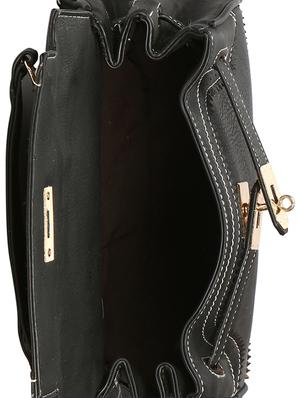black leatherette (pu) fashion satchel - 15909758 - Standard Image - 3