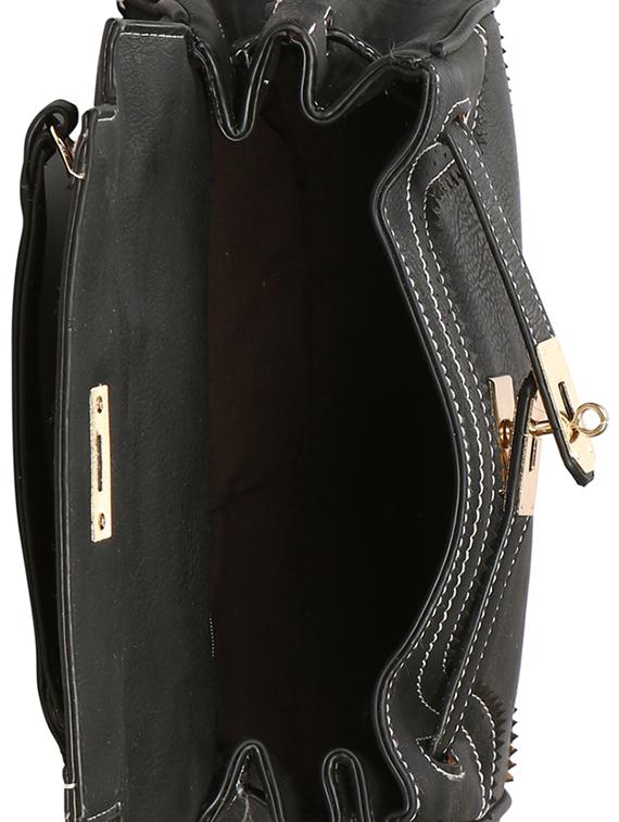 black leatherette (pu) fashion satchel - 15909758 - Zoom Image - 3