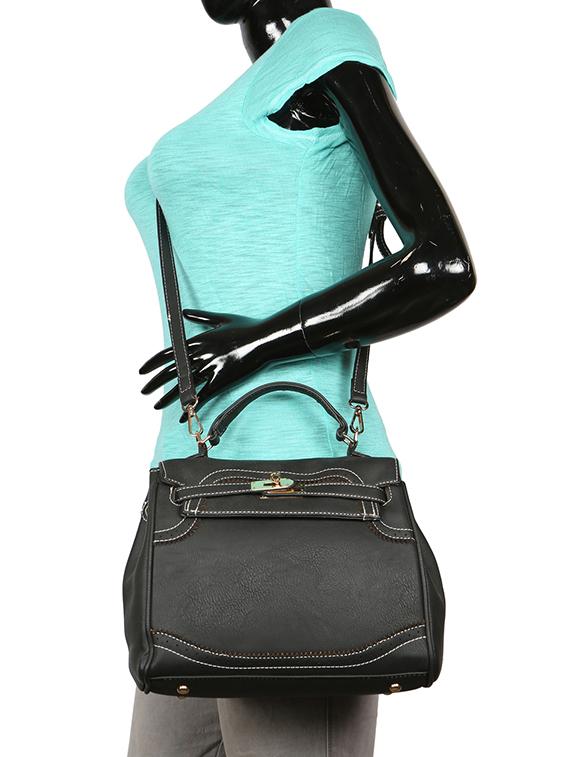 black leatherette (pu) fashion satchel - 15909758 - Zoom Image - 5