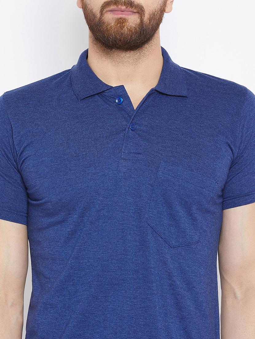 blue cotton pocket t-shirt - 15910027 - Zoom Image - 4