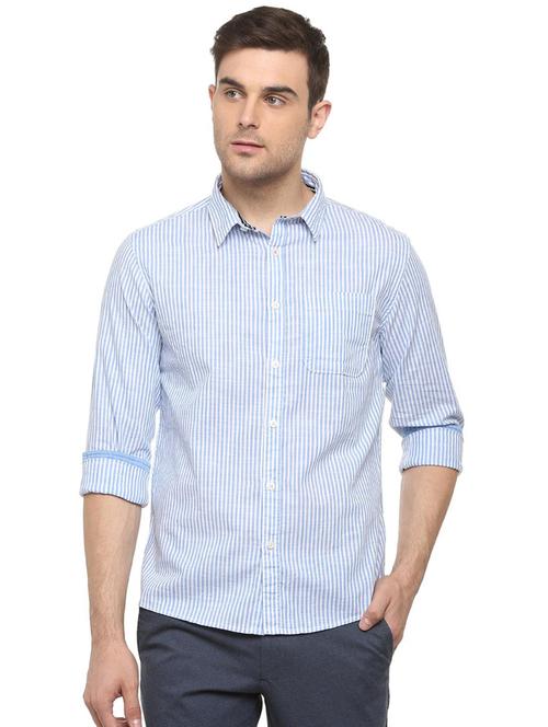 blue striped casual shirt - 15910517 - Standard Image - 1