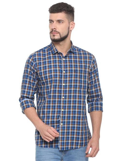 blue checkered casual shirt - 15910537 - Standard Image - 1