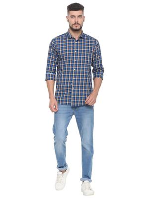 blue checkered casual shirt - 15910537 - Standard Image - 3