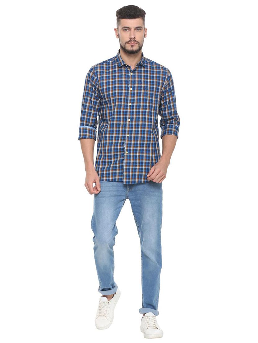 blue checkered casual shirt - 15910537 - Zoom Image - 3