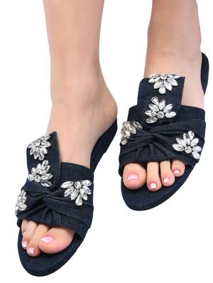 blue slip on wedges - 15910946 - Standard Image - 5