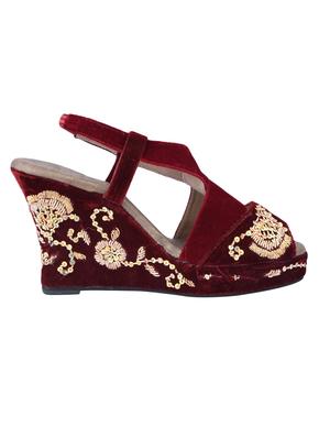 maroon back strap wedges - 15910947 - Standard Image - 2