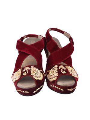 maroon back strap wedges - 15910947 - Standard Image - 4