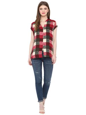 checkered button detail top - 15910971 - Standard Image - 4