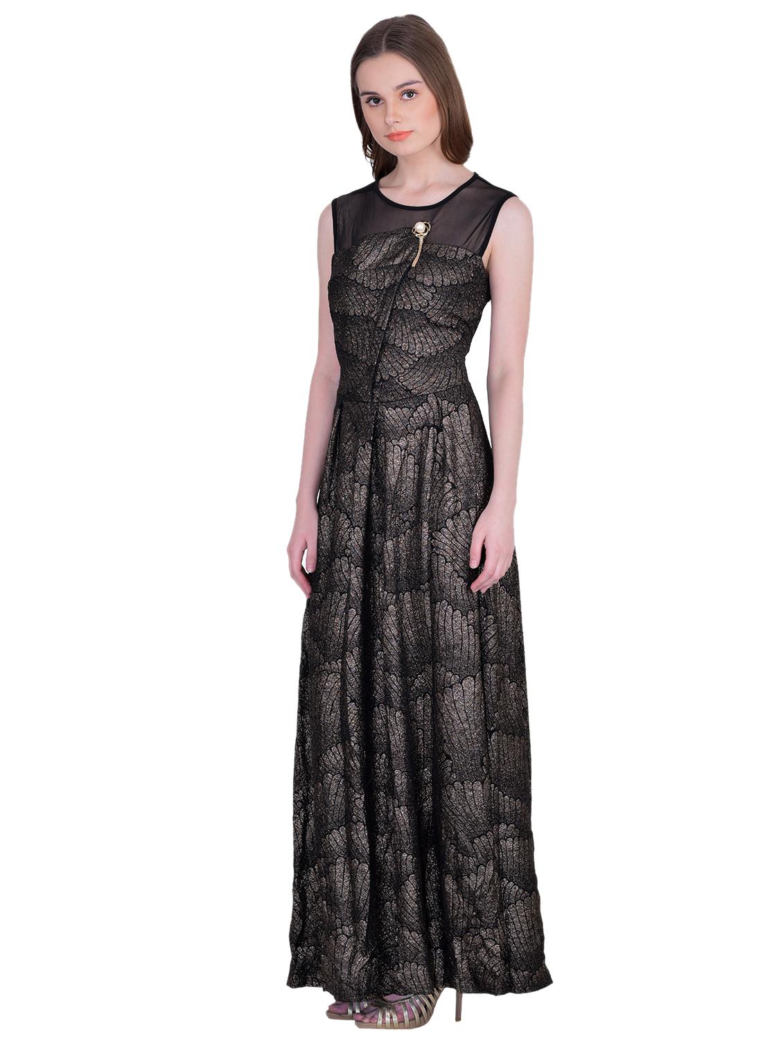 sheer panel pleated maxi dress - 15911016 - Zoom Image - 2