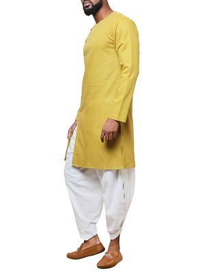 yellow cotton long kurta - 15911573 - Standard Image - 2