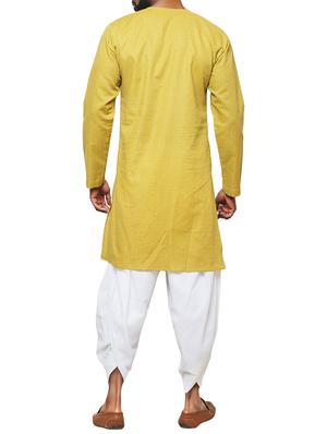 yellow cotton long kurta - 15911573 - Standard Image - 3