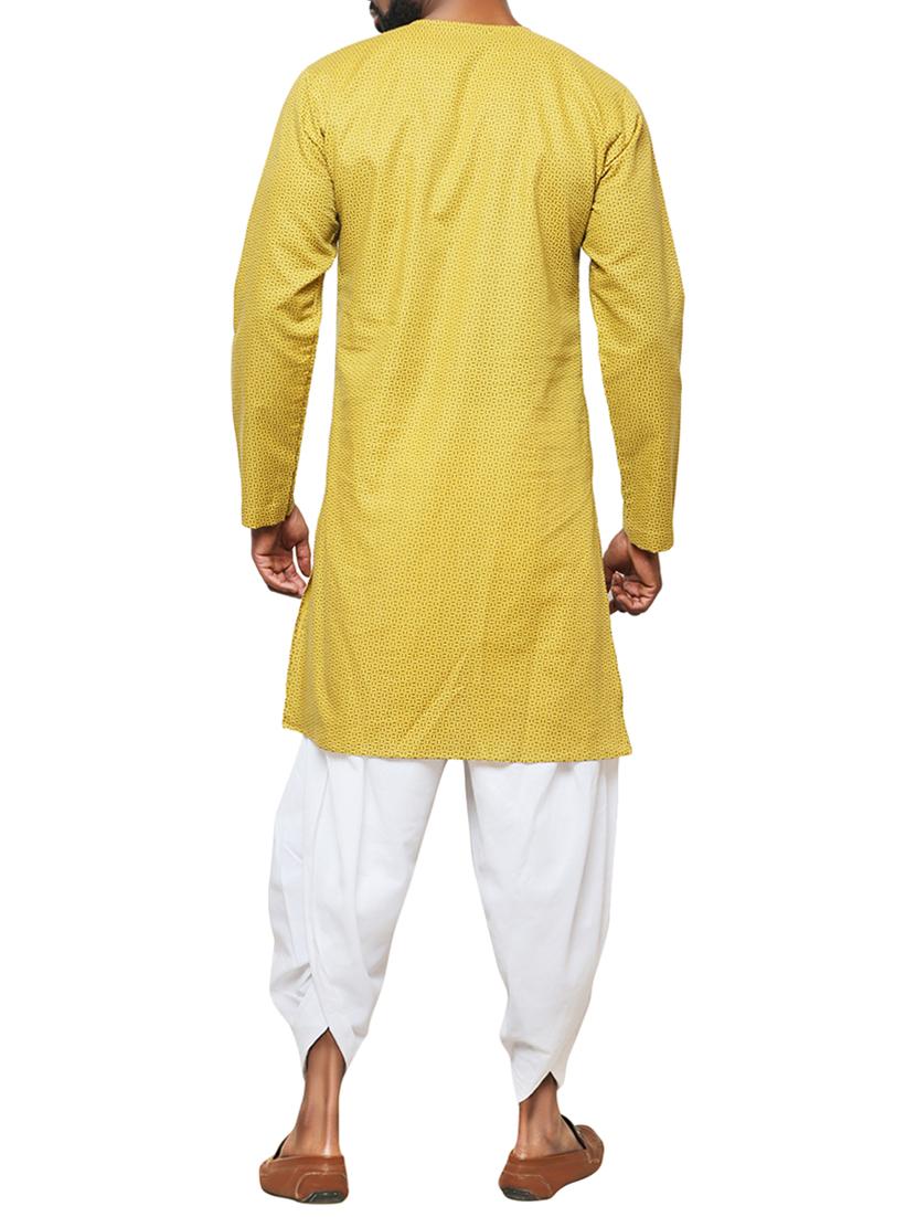 yellow cotton long kurta - 15911573 - Zoom Image - 3