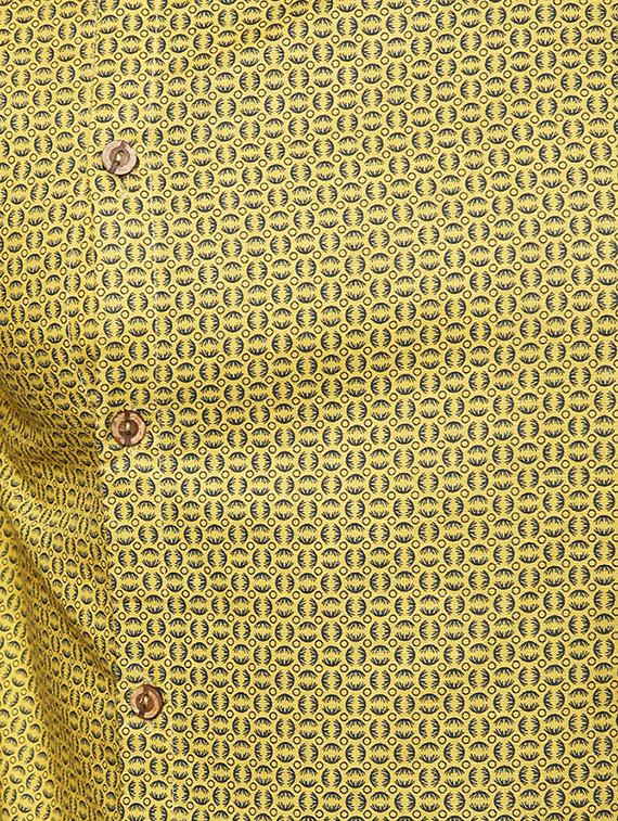 yellow cotton long kurta - 15911573 - Zoom Image - 4