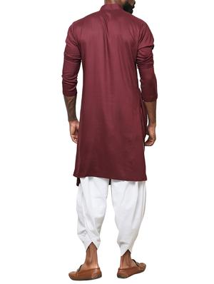 maroon rayon pintucks kurta - 15911577 - Standard Image - 3