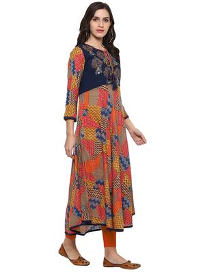 a-line printed kurta with tassels - 15911710 - Standard Image - 2