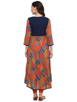a-line printed kurta with tassels - 15911710 - Standard Image - 3