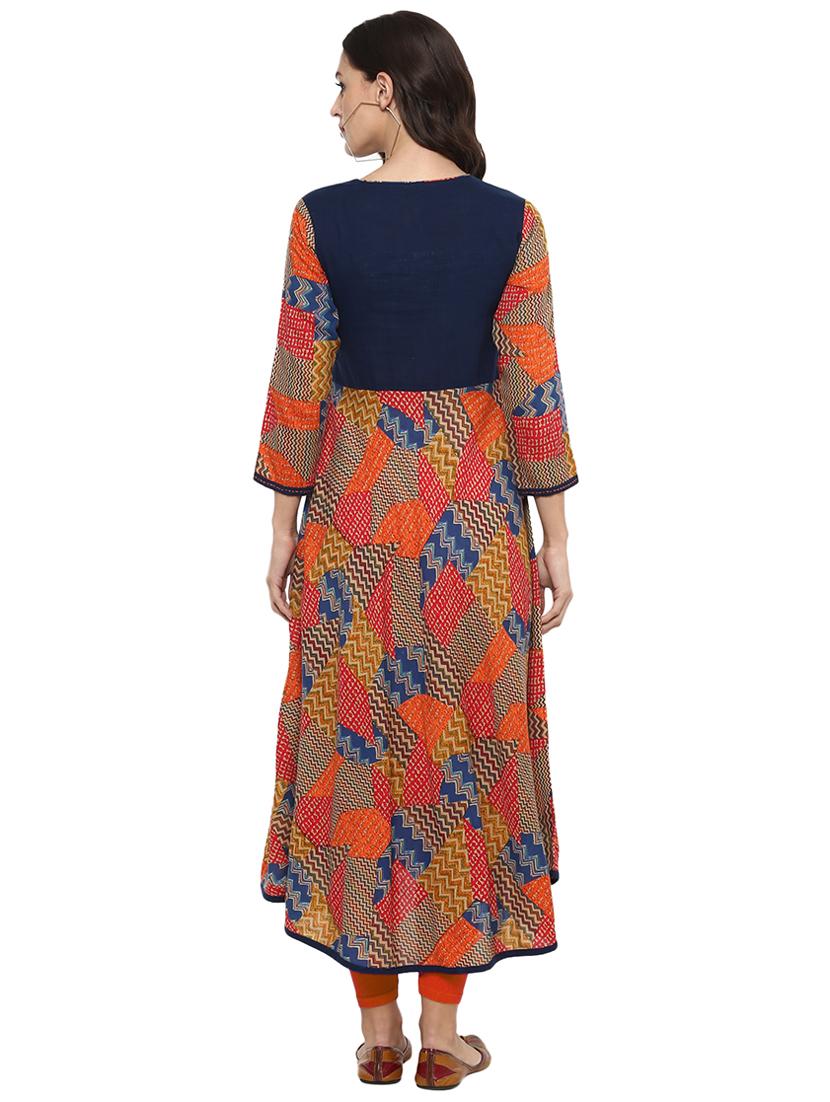 a-line printed kurta with tassels - 15911710 - Zoom Image - 3
