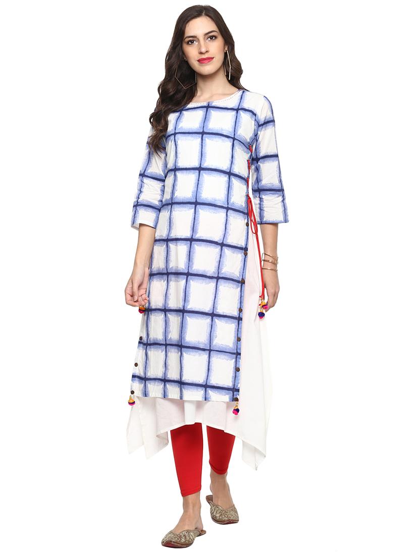 Layered checkered kurta - 15911711 - Zoom Image - 1