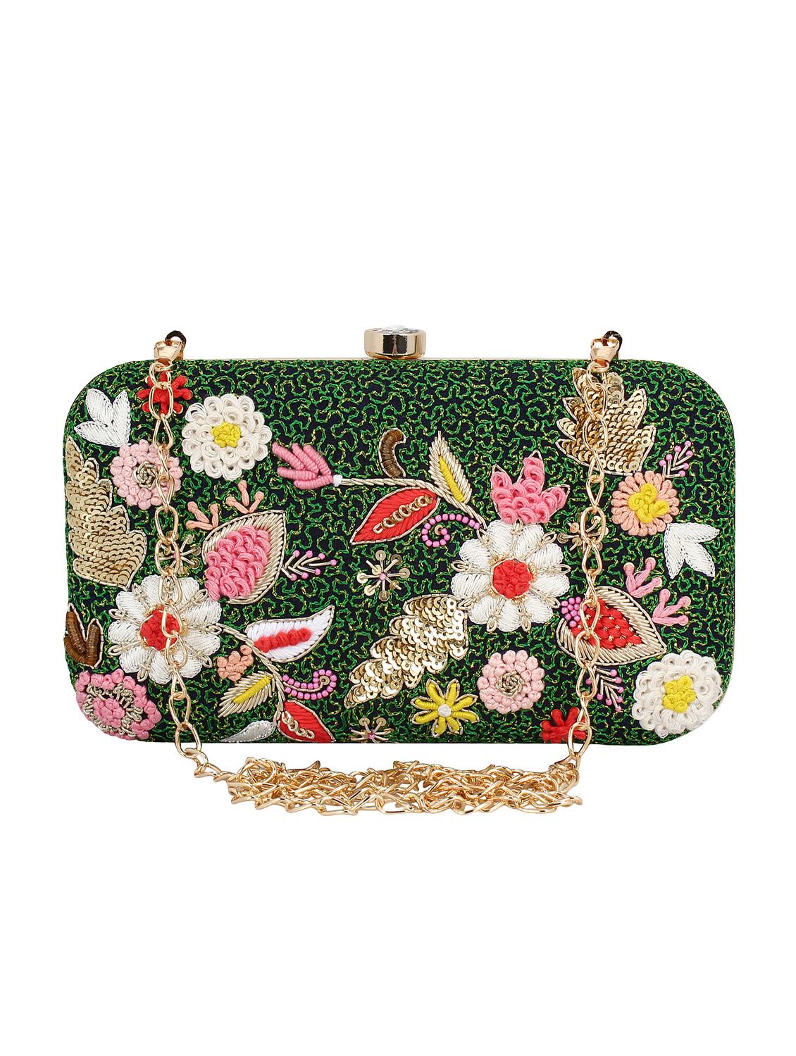 green metal ethnic clutch - 15912354 - Zoom Image - 1