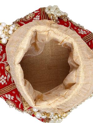 red cotton polyester blend ethnic potli - 15912386 - Standard Image - 3