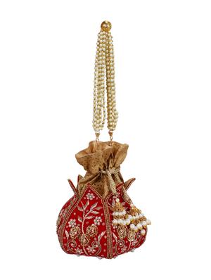red cotton polyester blend ethnic potli - 15912386 - Standard Image - 4