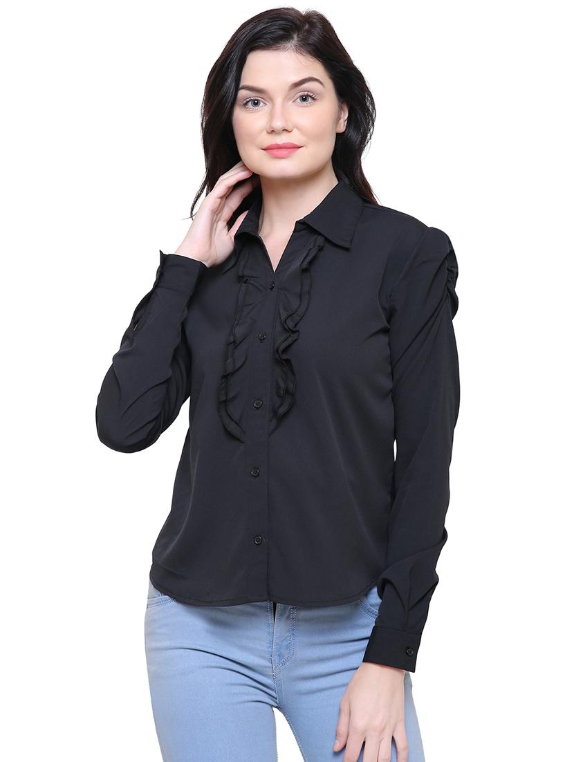 ruffle detail ruched sleeved shirt - 15913789 - Zoom Image - 1