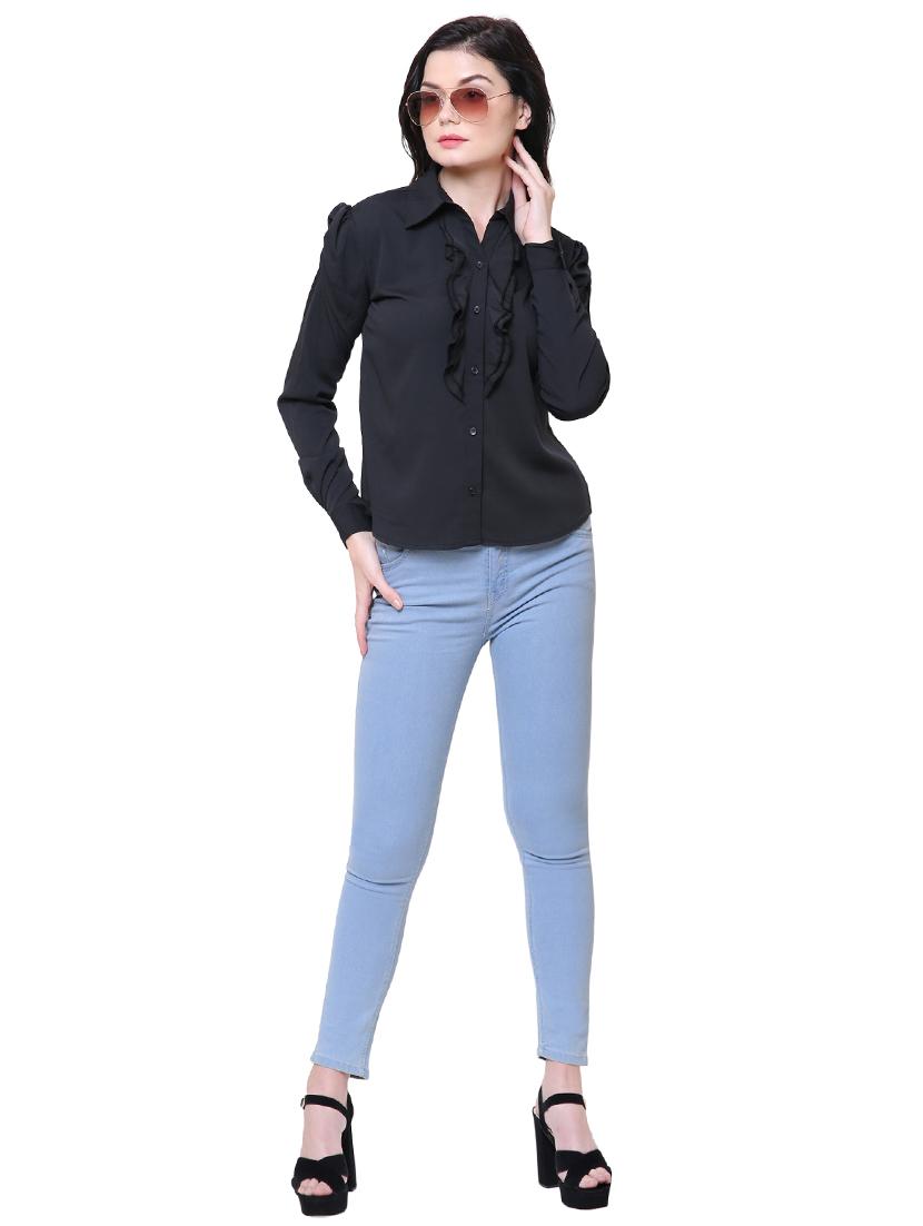 ruffle detail ruched sleeved shirt - 15913789 - Zoom Image - 4
