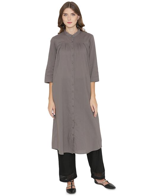 solid a-line kurta - 15914040 - Standard Image - 1