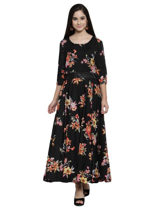 contrast flared maxi dress - 15914235 - Standard Image - 1