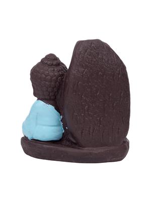 turquoise colour polyresin monk buddha back flow smoke incense holder with 5 free scented cone by golden peacock - 15914525 - Standard Image - 5