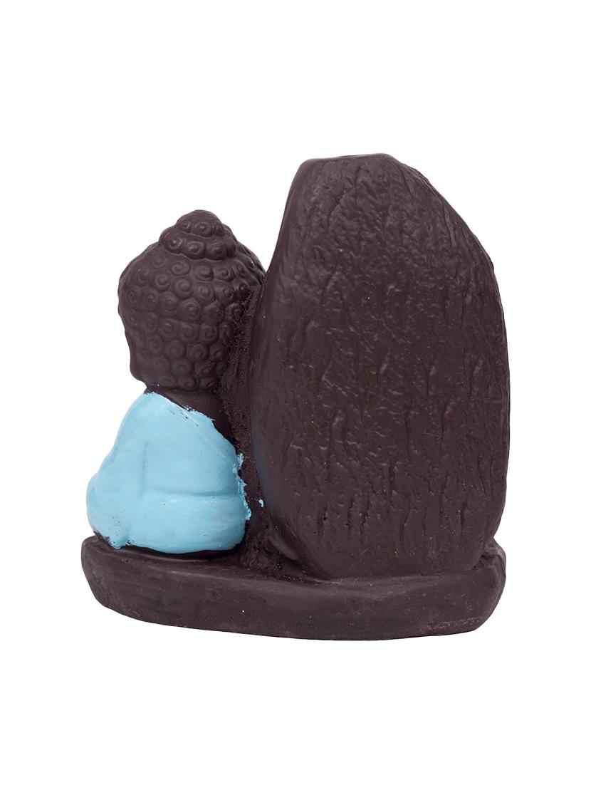 turquoise colour polyresin monk buddha back flow smoke incense holder with 5 free scented cone by golden peacock - 15914525 - Zoom Image - 5