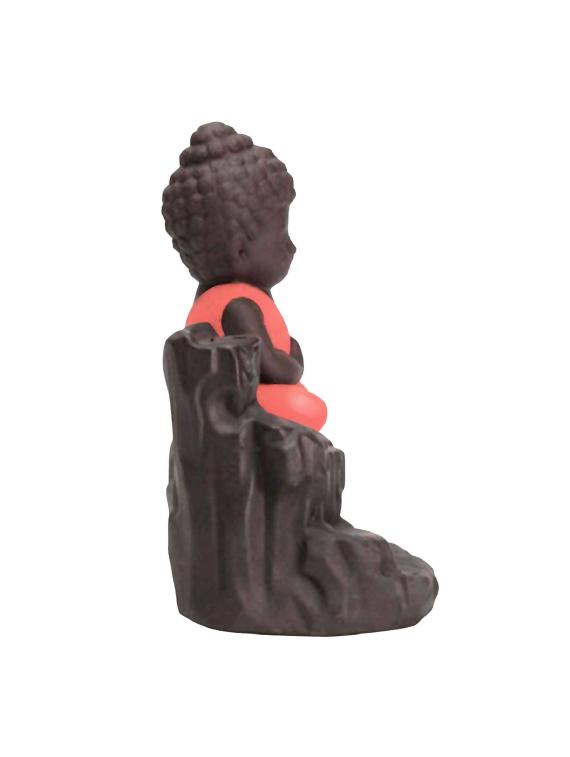 imperial red polyresin monk buddha back flow smoke incense holder with 5 free scented cone by golden peacock - 15914528 - Zoom Image - 5