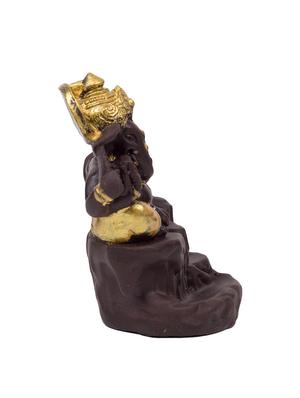 golden peacock gold color back flow smoke incense burner lord ganesha emblem auspicious and success red polyresin incense holder - 15914532 - Standard Image - 5